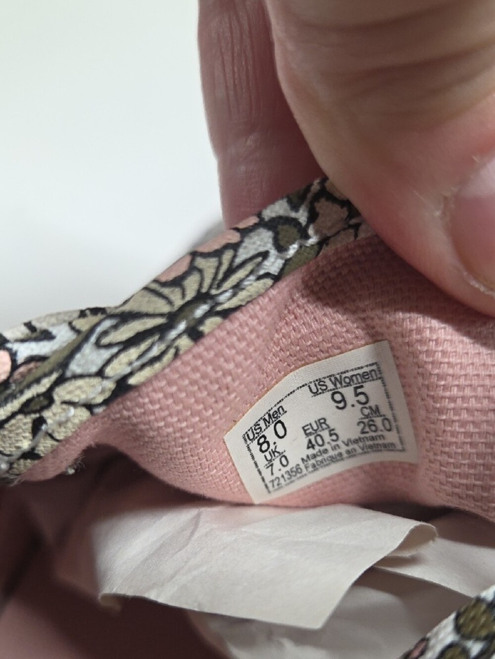 Vans Floral Lace-Up Women's Sneakers in Pink and White Size 9.5 - Picture 7 of 7